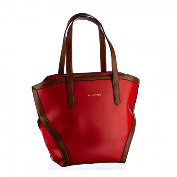 Γυναικεία τσάντα Jacques Esterel Κόκκινο με Καφέ οικολογικό δέρμα, 2 - Kalapod.gr